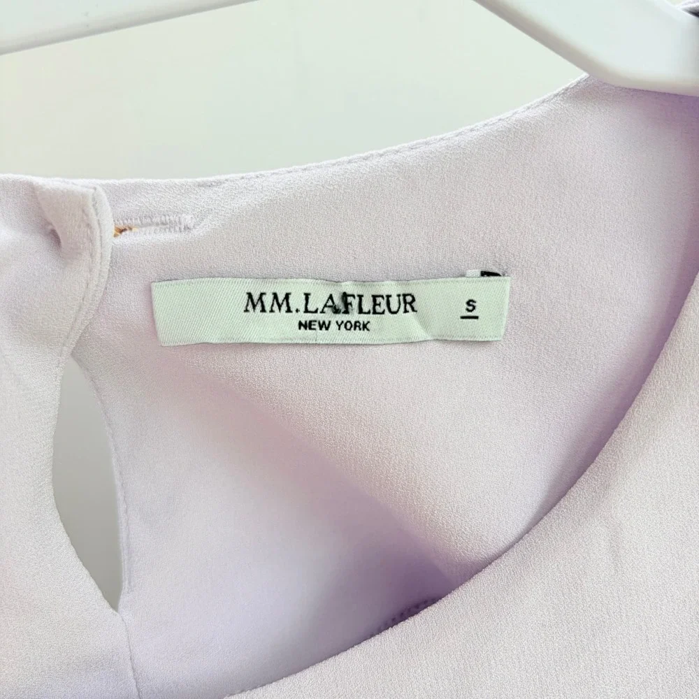 MM.LaFleur The Bourgeois Blouse Small Lavender Asymmetrical Draped Blouse